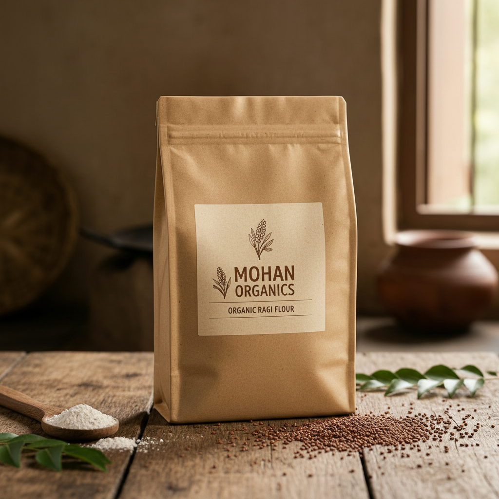 Mohan Organics Ragi Flour Package